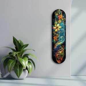 Tablou decorativ Re-Bloom, model floral, sticla securizata, multicolor, 20 x 80 cm - Img 5
