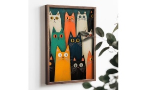 Tablou decorativ Re-Bloom, model pisici, MDF/lemn masiv, multicolor, 35 x 47 x 2 cm - Img 2