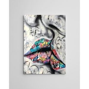 Tablou decorativ Re-Bloom, model sarut, panza/lemn, multicolor, 50 x 70 cm - Img 3