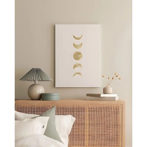 Tablou decorativ Re-Bloom, panza/lemn, alb/auriu, 40 x 60 cm