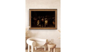 Tablou decorativ Re-Bloom, panza/lemn, auriu/negru, 70 x 100 cm - Img 3