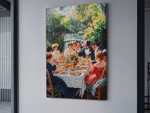 Tablou decorativ Re-Bloom, panza/lemn, multicolor, 45 x 70 cm - Img 3