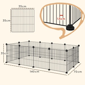 Tarc modular pentru animale de talie mica, otel/ABS, negru, 140 x 70 x 35 cm, Resigilat, Grad A - Img 5