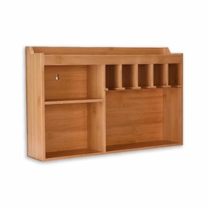 Toolzilla organizator scule electrice perete, lemn, 50x23x10 cm, 5 sloturi, fantă cablu 110V, montare 4 suruburi, natur - Verificat A · Re-Bloom