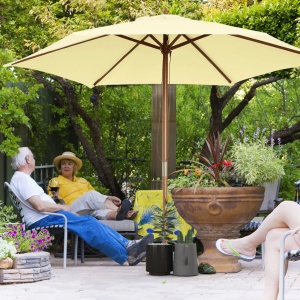 Umbrela de gradina patrata Re-Bloom, poliester 180g/lemn, diametru 250 cm, inaltime 245 cm, suport 38mm, 6 kg, crem - Verificat A · Re-Bloom - Img 2
