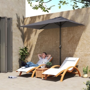 Umbrela de perete semiluna cu manivela, metal/poliester, 230x130x245 cm, stalp Ø38mm, montare perete, gri - Verificat A · Re-Bloom - Img 2