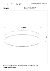Unar plafoniera LED 24W, diametru 39.5 cm, dimabil 3 trepte, 2700K, acril, metal, alba - Verificat A · Re-Bloom - Img 3
