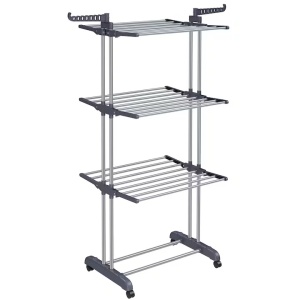 Uscator de rufe, SONGMICS, 64 x 126 x 172 cm, utilizare in interior si exterior, gri LLR701G01, Resigilat, Grad A - Img 1