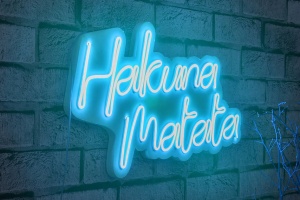 Wallity decor de perete neon LED, plastic/spuma PVC, 47x29x2 cm, 12V CC, adaptor inclus, cablu 375 cm, 19.656W, IP67, alb/albastru - Verificat A · Re-Bloom - Img 2