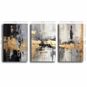 Wallity set 3 tablouri decorative canvas, 3x45x70 cm, dimensiune totala 145x70 cm, panza 100% 2.8mm, rama lemn pin 100%, multicolor - Verificat A · Re-Bloom - Img 2