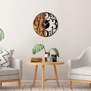 Wallxpert ceas de perete decorativ, lemn 100% 3cm/metal, 56x3x56 cm, nuc/negru - Verificat A · Re-Bloom - Img 3