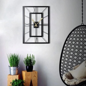 Wallxpert ceas de perete decorativ, metal 100% grosime 2mm, 49x34.5 cm, mecanism AA, negru - Verificat A · Re-Bloom - Img 5