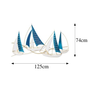 Wallxpert decor de perete din metal, 126x70 cm, grosime 1.5mm, 2.31 kg, agatatoare inclusa, auriu/albastru - Verificat B · Re-Bloom - Img 2