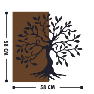 Wallxpert decor de perete model copac, lemn/metal, 58x58 cm, lemn 3cm/metal, montare usoara, nuc/negru - Verificat A · Re-Bloom - Img 5