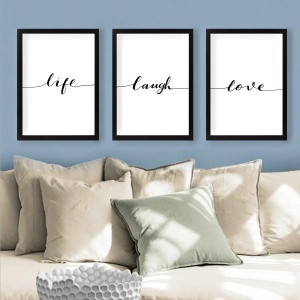 Wallxpert set 3 tablouri decorative cu rama, 3x24x29 cm, MDF 2cm, cadru plastic 100%, alb/negru - Verificat A · Re-Bloom - Img 3