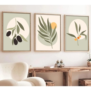 Wallxpert set 3 tablouri decorative cu rama, 3x50x70 cm, MDF 3mm, cadru lemn masiv 2.5 cm, multicolor - Verificat A · Re-Bloom