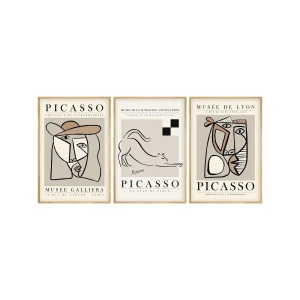 Wallxpert set 3 tablouri decorative cu rama, 3x50x70 cm, MDF 3mm, cadru lemn solid 2 cm, multicolor - Verificat A · Re-Bloom