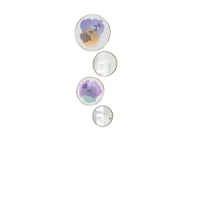 Wallxpert set 4 piese lemn masiv, 45x45 + 36x36 + 27x27 + 18x18 cm, 2 tablouri + 2 oglinzi, lemn masiv 100% grosime 1.5cm, multicolor - Verificat A · Re-Bloom