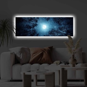 Wallxpert tablou canvas LED, 30x90 cm, poliester 100%, rama lemn 100% 3.5-4 cm, iluminat spate, 9V, multicolor - Verificat A · Re-Bloom - Img 2