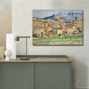 Wallxpert tablou canvas Paul Cézanne Hamlet at Payennet 70x100 cm, panza suede 100%, rama lemn 100% 3 cm, multicolor - Verificat A · Re-Bloom - Img 4