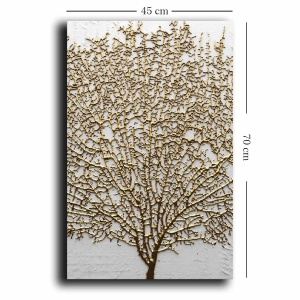 Wallxpert tablou decorativ canvas 45x70 cm, panza 100% grosime 2.8mm, rama lemn pin 100% 22mm, auriu/alb - Verificat A · Re-Bloom - Img 5