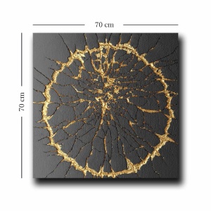 Wallxpert tablou decorativ canvas, 70x70 cm, panza 100% grosime 2.8mm, rama lemn pin 100%, negru/auriu - Verificat A · Re-Bloom - Img 2