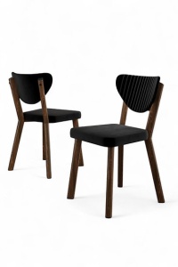 Woody Fashion Arfe set 6 scaune dining 45x46x86 cm, cadru metal, spatar placaj, tapiterie catifea, negru/maro - Verificat A · Re-Bloom - Img 3