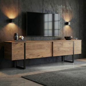 Woody Fashion comoda TV Onera, PAL melaminat, 180x30x50cm, Maro/Negru - Verificat A · Re-Bloom - Img 2