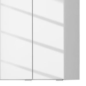 Ancona dulap baie oglinda LED 80x64x20 cm, 3 usi oglinda, 6 rafturi sticla, PAL alb, manere cromate - Verificat A · Re-Bloom - Img 3