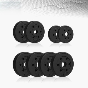 Athletos set 2 gantere reglabile 20 kg, discuri ciment, bara conector, manusi antrenament, multiple combinatii, rosu/negru - Verificat A · Re-Bloom - Img 5