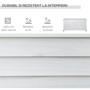 Banca de gradina cu spatiu de depozitare, lemn de brad, 127x56x60 cm, spatiu interior 119x48x49.6 cm, capacitate 170kg, alb - Verificat A · Re-Bloom - Img 4