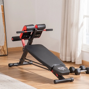 Banca fitness reglabila, pentru antrenament complet, otel/spuma EVA, rosu/negru, 64 x 146 x 73,5-85 cm, Resigilat, Grad A - Img 4