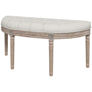 Banca in forma de semiluna Re-Bloom, textil aspect in/lemn hevea/spuma, 110x44x49 cm, sezut 6 cm, picioare 36 cm, 120 kg, crem/maro - Verificat A · Re-Bloom - Img 3