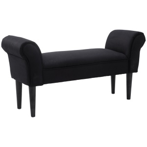 Banca tapitata Re-Bloom, lemn/stofa/burete, negru, 102 x 35 x 51 cm, Resigilat, Grad A