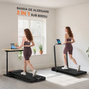 Banda de alergat 2 in 1 Re-Bloom, pliabila, cu inclinare, display LED, 1-10 km/h, negru, 109 x 48 x 100 cm, Resigilat, Grad A - Img 2