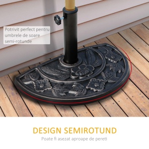 Baza umbrela soare din rasina, manivela pentru fixare, 9kg, 50x31x32cm, Bronz - Verificat A · Re-Bloom - Img 6