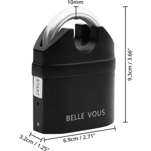 Belle Vous lacat antifurt cu alarma 110dB, otel, rezistent intemperii, 6.9x3.2x9.3cm, Negru - Verificat A · Re-Bloom - Img 2