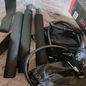 Belle Vous set Pilates bara 92cm + 4 benzi rezistenta 18-23kg + 2 curele picioare + geanta transport, otel/latex, negru - Verificat A · Re-Bloom - Img 6