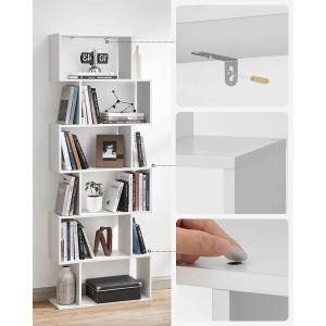 Biblioteca Vasagle, lemn, alb, 70 x 24 x 190,5 cm, Resigilat, Grad A - Img 3