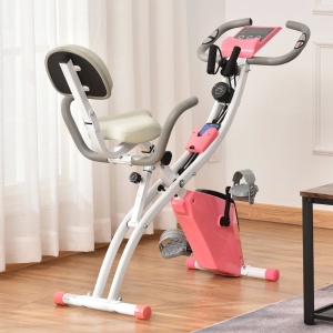 Bicicleta fitness 2 in 1 Re-Bloom, 8 nivele de rezistenta, otel/ABS, roz/alb, 105 x 48 x 118 cm, Resigilat, Grad A - Img 4