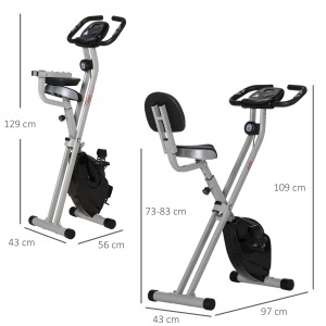 Bicicleta pentru fitness Re-Bloom, reglabila, 8 nivele de rezistenta, otel/ABS/PVC, gri/negru, 43 x 97 x 109 cm, Resigilat, Grad A - Img 3