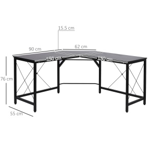 Birou de colt Re-Bloom, PAL/otel, negru, 150 x 150 x 76 cm, Resigilat, Grad A - Img 3