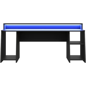Birou KringX Gaming, dimensiuni 200x91x72 cm, culoare negru, include iluminare LED, Resigilat, Grad B - Img 2