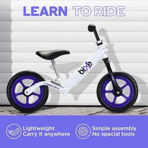 Bixe bicicleta fara pedale, cadru aluminiu, roti 12 inch, varsta 2-5 ani, alb/mov - Verificat A · Re-Bloom - Img 2