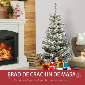 Brad artificial de Craciun Re-Bloom, LED, PVC/metal, alb/verde, 40 x 90 cm, Resigilat, Grad A - Img 5
