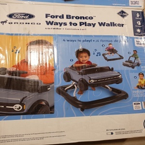 Bright Starts Ford Bronco premergator bebelusi 4in1, 47.5x74.93x64.52cm, 12kg, pliabil, 4 moduri utilizare, pentru 6 luni+/max 12kg, baterii 3xAA, negru - Verificat A · Re-Bloom - Img 6