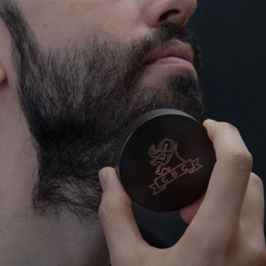 Camden perie pentru barba, lemn nuc vopsit manual, peri 100% par de mistret 8 randuri gradate, forma rotunda, 7 cm, natur/maro - Verificat A · Re-Bloom - Img 2