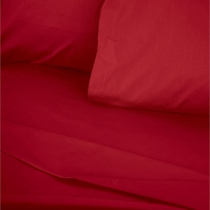 Cearsaf de pat cu elastic, bumbac ranforce 100%, 140x200+30 cm, lavabil 30°C, rosu - Verificat A · Re-Bloom - Img 2
