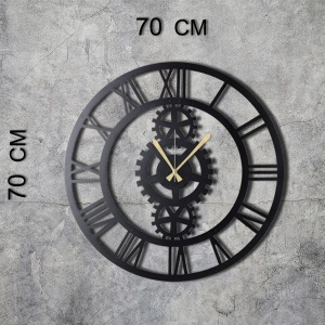 Ceas decorativ de perete din metal 100%, 70x70 cm, grosime 2mm, design modern, negru - Verificat A · Re-Bloom - Img 2