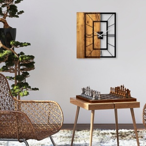 Ceas decorativ de perete Re-Bloom, metal/lemn, maro/negru, 49 x 3 x 58 cm - Img 4
